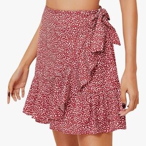 Red Polka Dot Wrap Skirt